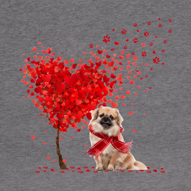 Happy Valentine's Day Heart Tree Love Tibetan Spaniel by PlumleelaurineArt